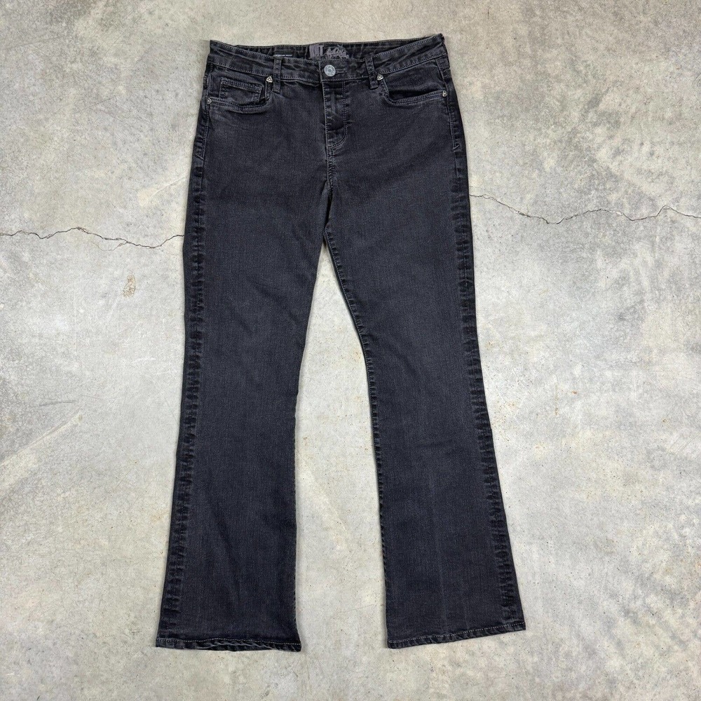 Kut from the Kloth Farrah Baby Bootcut Jeans Gray Womens 10 Stretch Mid Rise